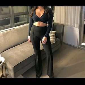 Striped Crop Top Sz M | Black Flare Pants Sz S